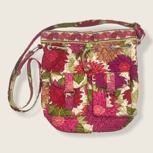 Vera Bradley Hello Dahlia Pink Floral Flowers Cinch Bucket Crossbody Bag